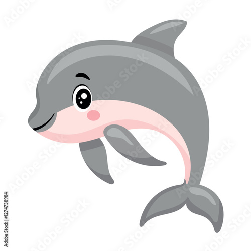 Cute dolphin. Vector clipart illustration on isolated background.