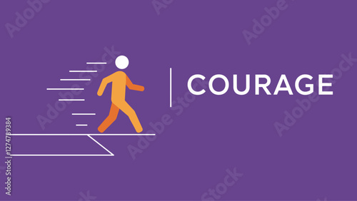 Courage minimalist conceptual banner. Flat design vector design