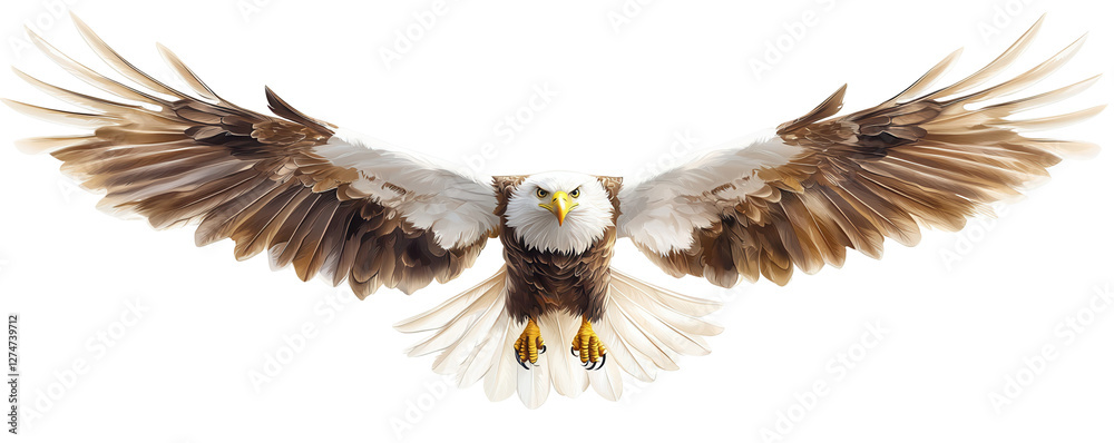 Obraz premium Majestic eagle in flight nature preserve wildlife open sky aerial view transparent background