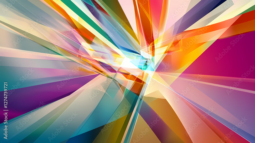 Fototapeta premium Abstract background with geometric shapes and vibrant colors, creating an energetic atmosphere for design or presentation