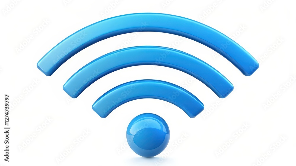 Blue Wifi Symbol on White Background Blue Wifi Symbol on White Background