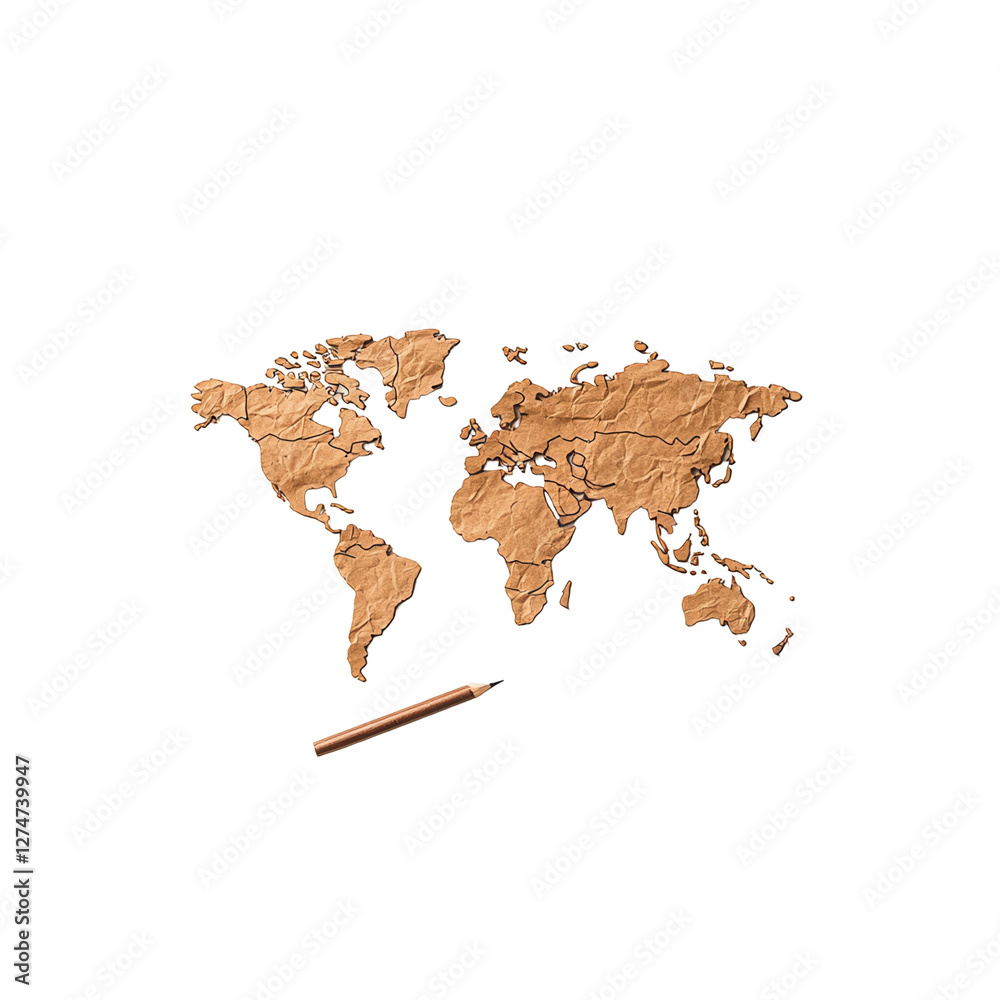 World map illustration educational resource transparent background creative concept visual aid