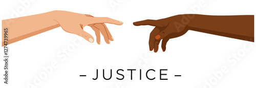 Female hands of multiethnic persons trying to reach out. Justice, equality concept