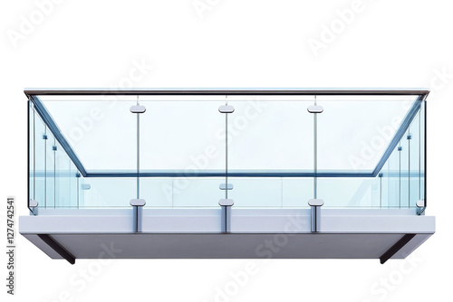 Modern glass balcony railing design showcasing elegance and minimalist architecture isolated on transparent background