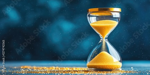 The golden hourglass, symbolizing the ephemeral nature of time and the preciousness of moments. photo