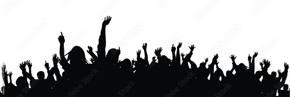 set of vector illustration a crowd of people at a concert with their hands up Adobe Illustrator Artwork people dancing in the night