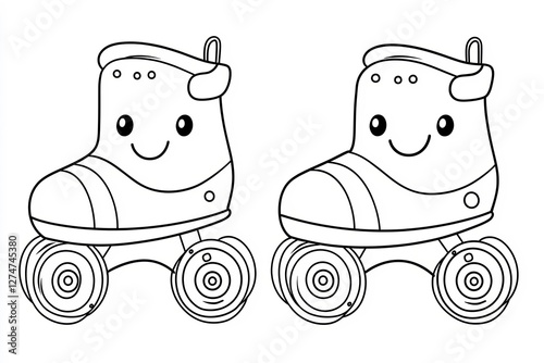 Little roller skate with tiny wheels, smiling cheerfully.