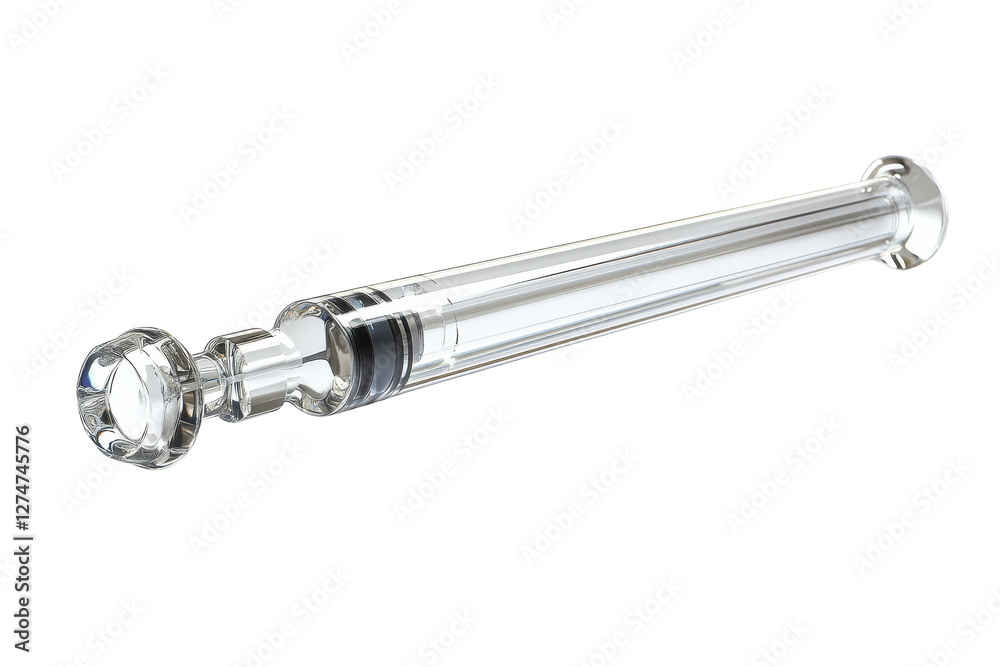 A pristine glass syringe reflecting soft light on a clean surface in a sterile environment isolated on transparent background A pristine glass syringe reflecting soft light on a clean surface in a sterile environment isolated on transparent background