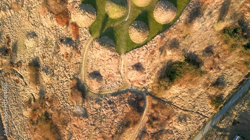 Top down droneview of recreational area on Stige Ø, Odense, Denmark