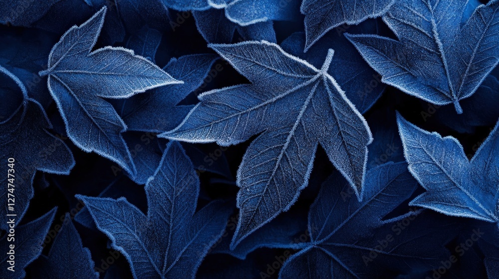 Obraz premium A stunning collection of dark blue leaves creating a dramatic and textured background