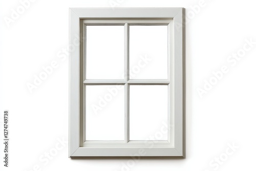 A minimalistic white window frame inviting natural light into a serene indoor space isolated on transparent background