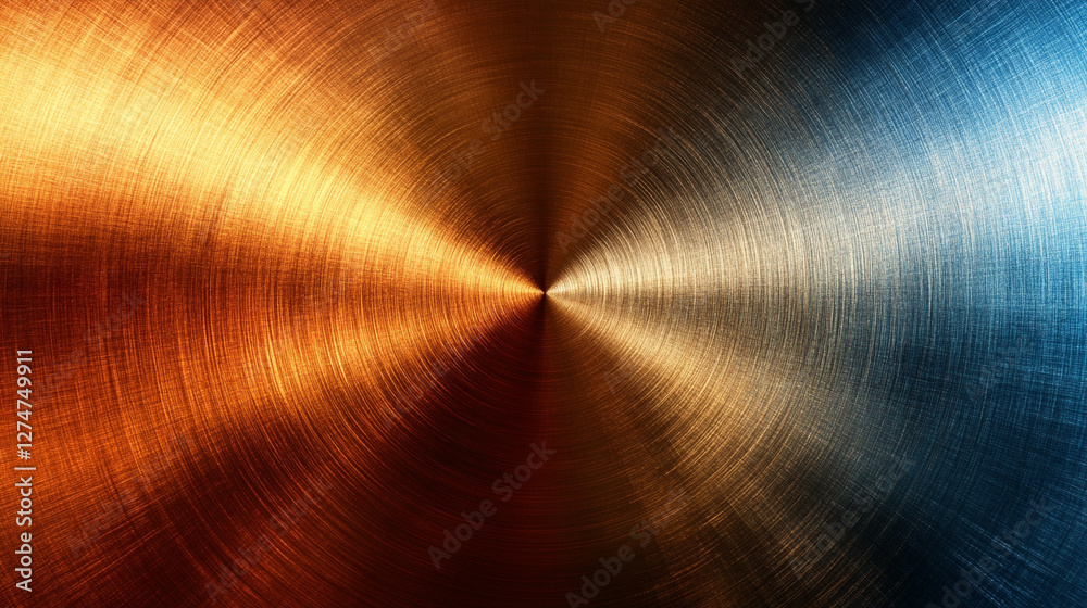 A blurred, grainy, and radial brushed copper texture with blurry brown and amber tones evokes a sense of retro aesthetics, symbolizing nostalgia, warmth, and depth in modern abstract art.

