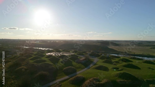 Droneview of recreational area on Stige Ø, Odense, Denmark