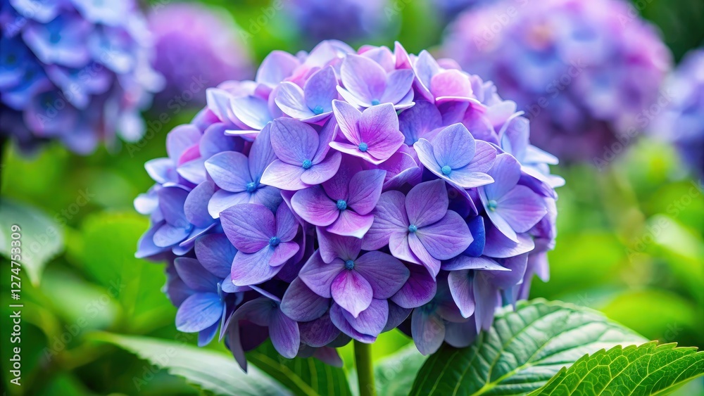 Beautiful Hydrangea Blossoms in Vibrant Shades of Purple. Generative AI Beautiful Hydrangea Blossoms in Vibrant Shades of Purple. Generative AI