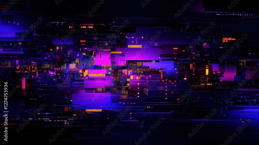 Fototapeta premium A vibrant, abstract digital artwork featuring an array of colorful lights and shapes. Perfect for backgrounds or technological themes, highlighting creativity and innovation.