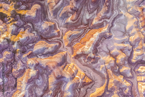 Aerial view of colorful bentonite formations in Utah, USA photo