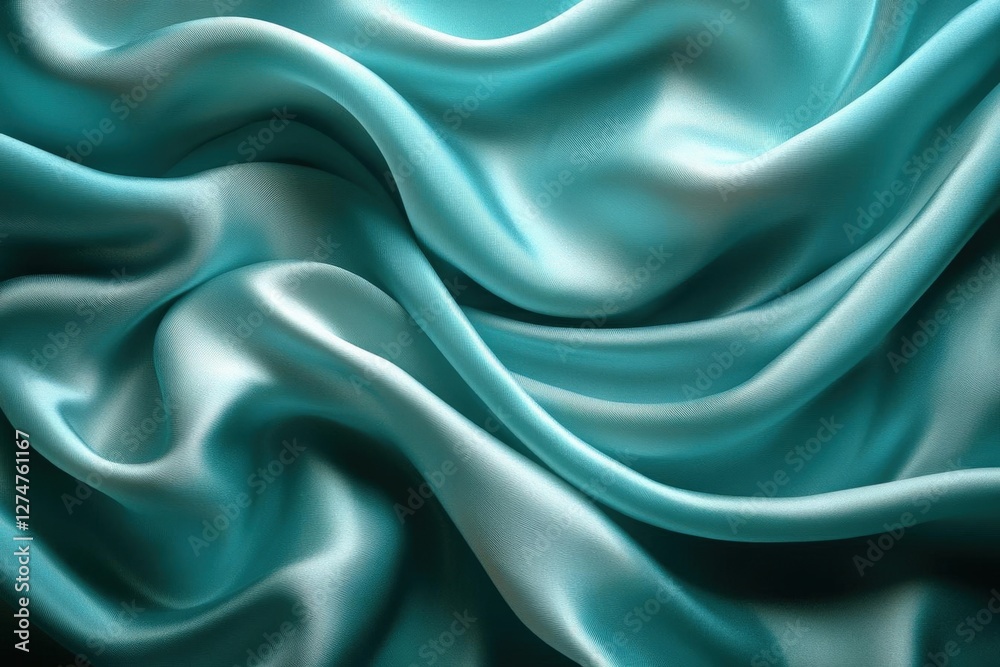 Obraz premium Teal Silk Fabric Drape Texture