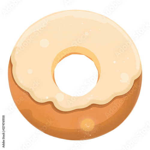 Illustration of a donut with vanilla cream filling, ideal for bakery promotions, dessert-themed content, or sweet treats illustrations.