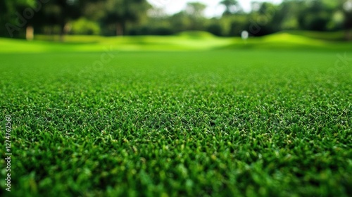 Green Grass Covers Field with Lush Growth, Peaceful Garden Theme