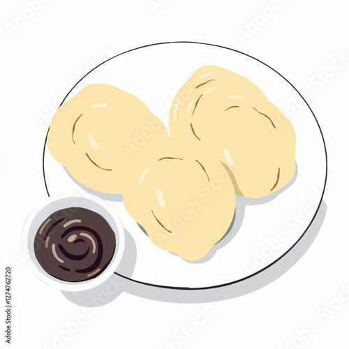 Illustration of Pempek with Sweet and Spicy Vinegar Sauce – Iconic Indonesian Dish