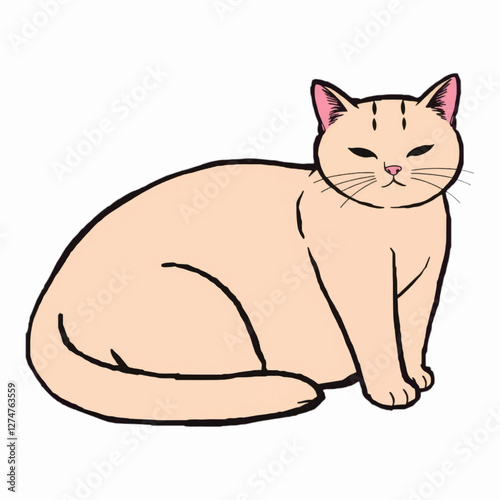 Illustration of a beige pregnant cat, ideal for pet care, animal lovers’ content, or family-friendly visuals.