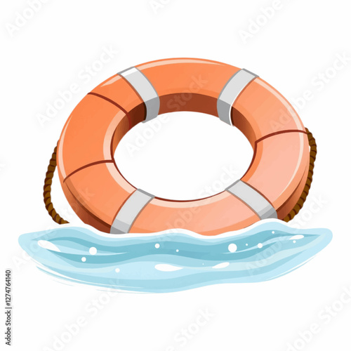 Illustration of an orange life preserver, ideal for safety, rescue, and emergency-themed content.