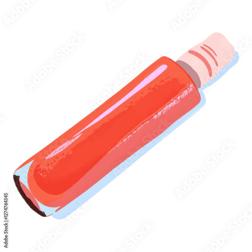Illustration of a Shiny Red Lip Gloss Tube - Illustration of Beauty Product. Useful for cosmetics websites and advertisements.