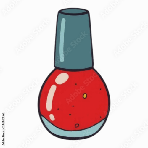 Illustration of a Bright Red Nail Polish Bottle - Illustration of Nail Polish. Useful for beauty blogs, cosmetics advertisements, and online stores.