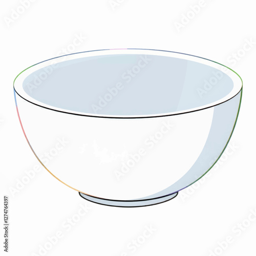 Illustration of an empty rice bowl, perfect for minimalist food graphics, dining concepts, or kitchen-related visuals.