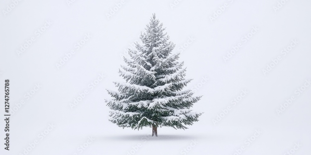 A lone evergreen tree in the midst of a snowy landscape, evoking warm holiday memories. A lone evergreen tree in the midst of a snowy landscape, evoking warm holiday memories.