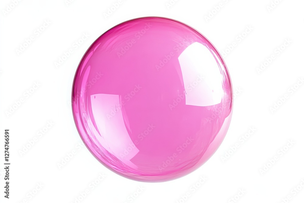 A vibrant pink bubble captures the light in a delicate dance of color and reflection isolated on transparent background A vibrant pink bubble captures the light in a delicate dance of color and reflection isolated on transparent background