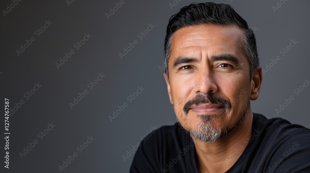 Obraz premium Portrait of a serious hispanic immigrant man / Latino immigrant / Migrant 