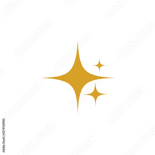 Three stars icon with four corners of faint yellow light. Vector illustration on white background