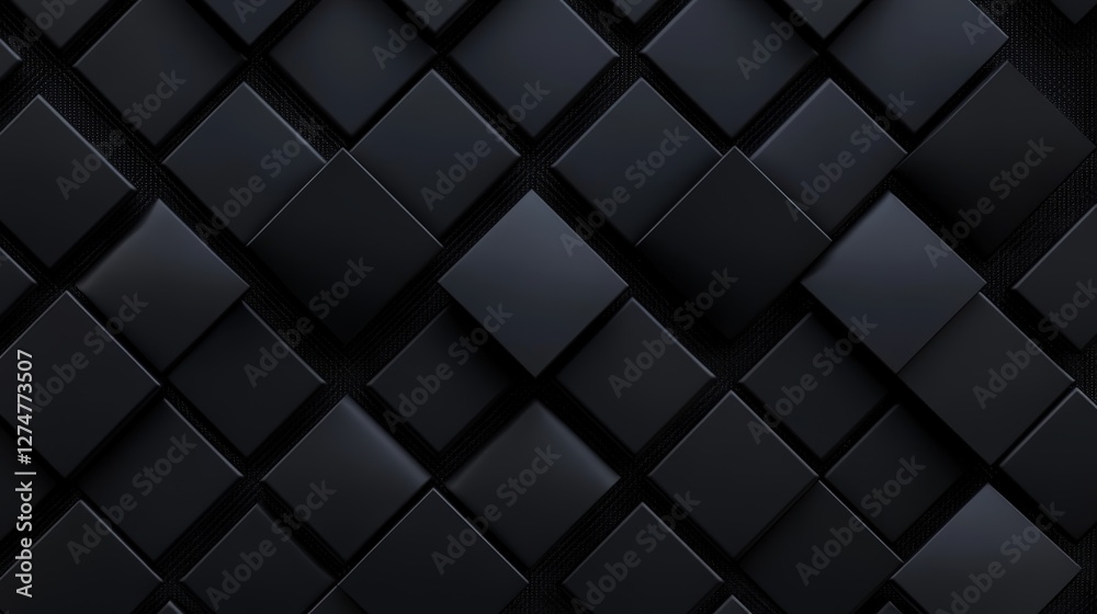 A striking abstract background featuring a textured arrangement of black squares that create depth and dimension A striking abstract background featuring a textured arrangement of black squares that create depth and dimension