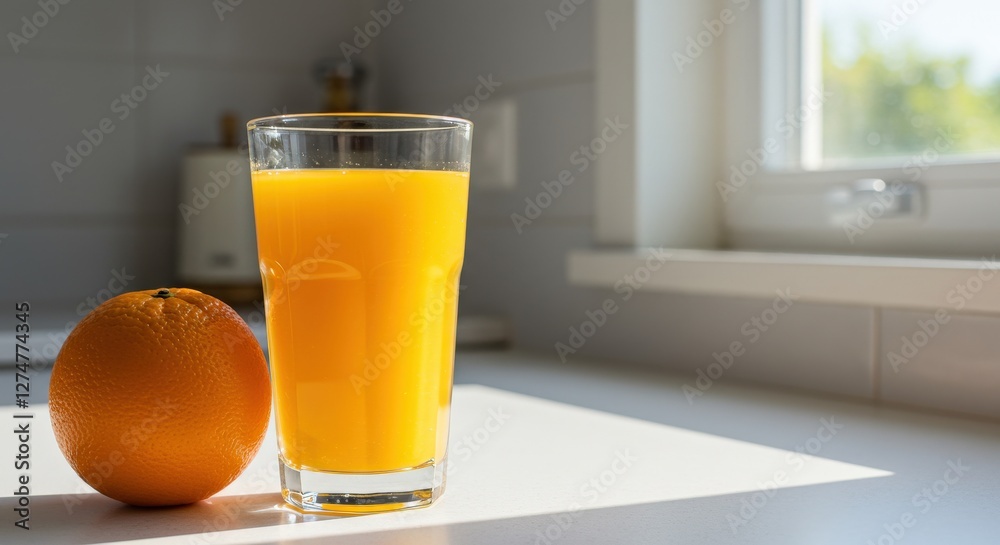 Fresh orange juice in glass Fresh orange juice in glass