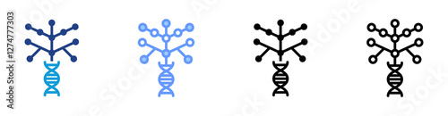 Phylogenetics icon set multiple style collection