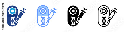 Gene Therapy icon set multiple style collection