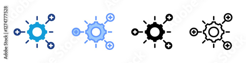 Functional Enrichment icon set multiple style collection