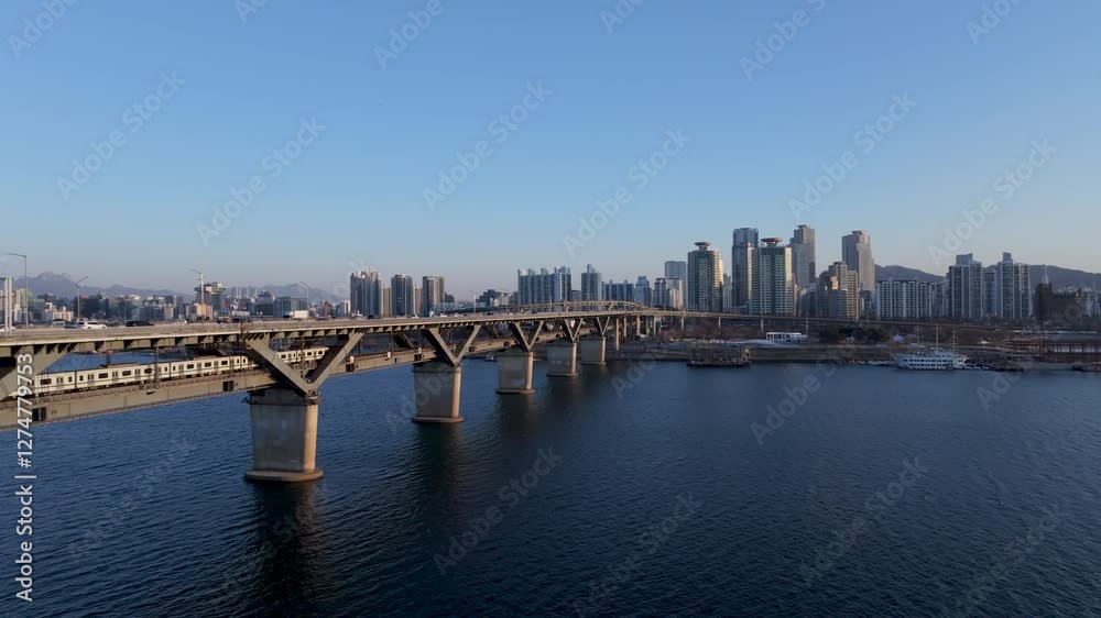 Aerial view Hangang River Cheongdam Bridge
Aerial view Hangang River Cheongdam Bridge