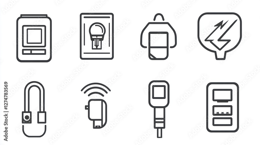Electrical icons; white background; app design Electrical icons; white background; app design