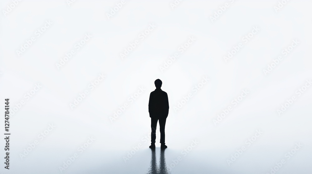 Silhouette of a person standing against a bright white background Silhouette of a person standing against a bright white background