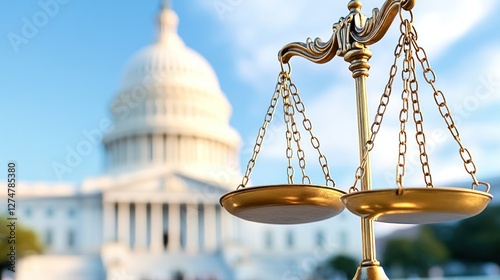 Us Capitol Building with Scales of Justice Image