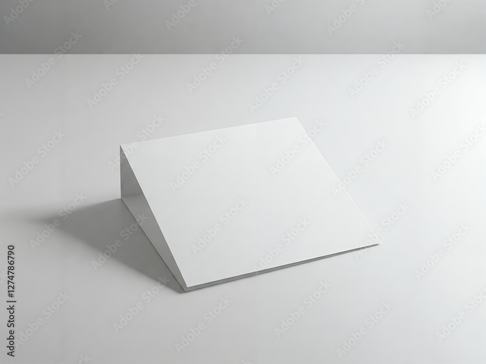 A blank greeting card mockup, with a white cover, on a white table. A blank greeting card mockup, with a white cover, on a white table.