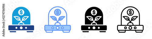 Business Incubator icon set multiple style collection