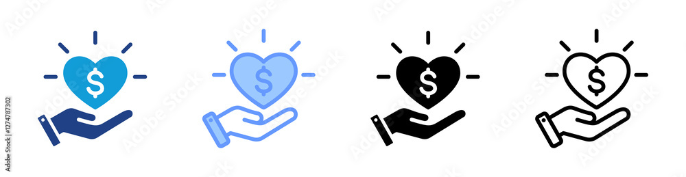 Philanthropy icon set multiple style collection Philanthropy icon set multiple style collection