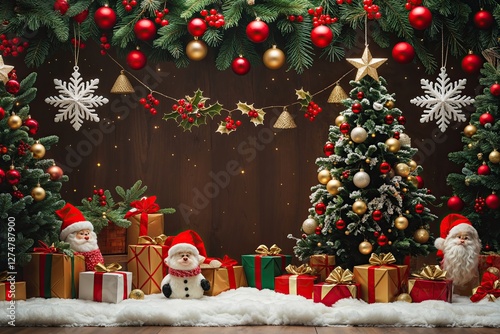 Joyful Enchanted Christmas Scene Decoration Layout