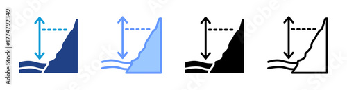 Altitude icon set multiple style collection