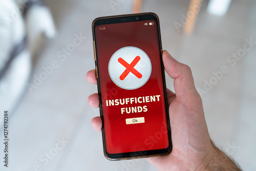 Insufficient funds notification on smart phone.
