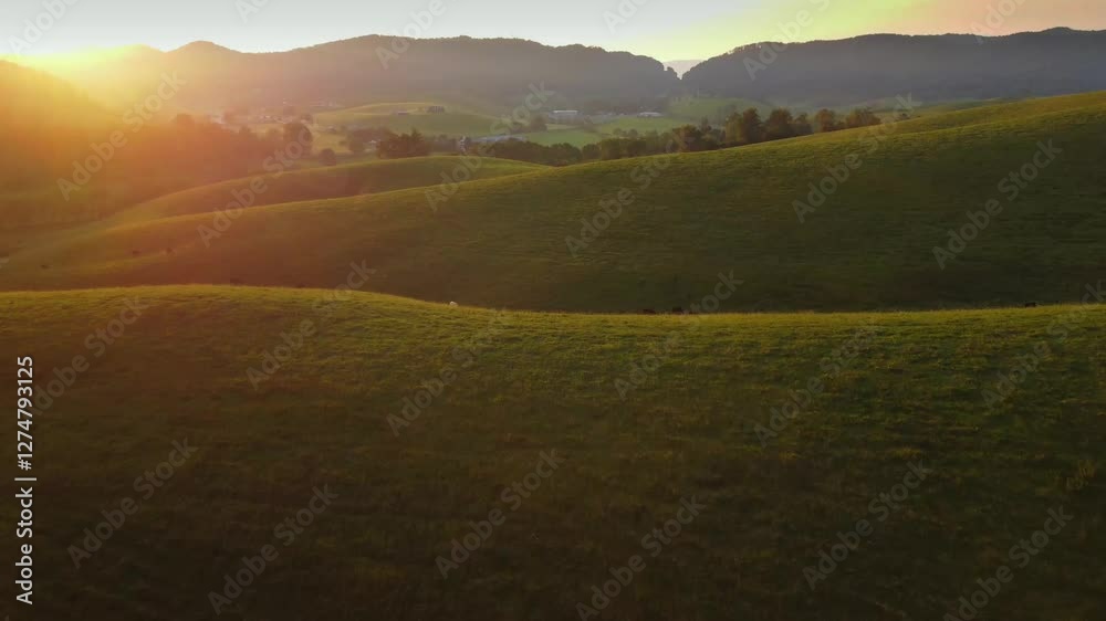 Aerial 4k View of Appalachian Mountains at Sunset in Majestic Rural Southwest Virginia at Late Evening above Green, Rolling Hills Aerial 4k View of Appalachian Mountains at Sunset in Majestic Rural Southwest Virginia at Late Evening above Green, Rolling Hills