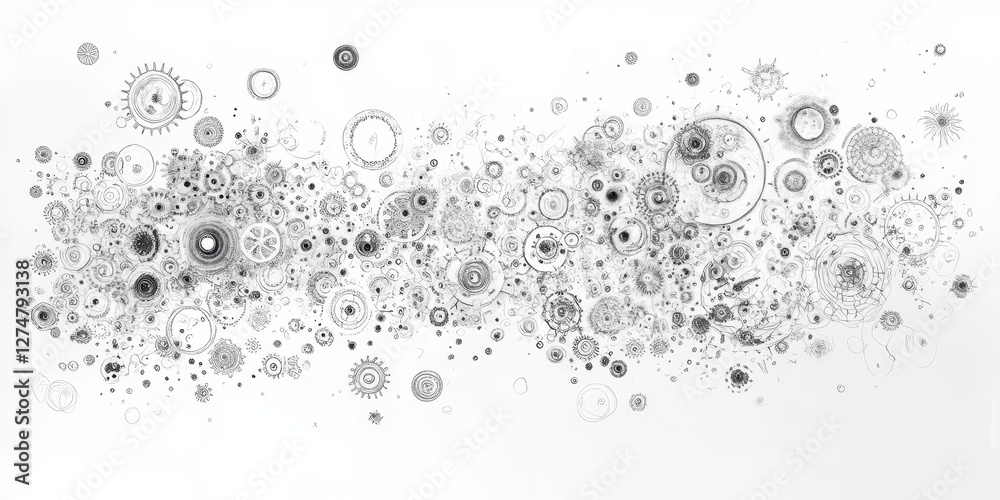 custom made wallpaper toronto digitalComplex drawing shows gears wheels and circles scattered on white